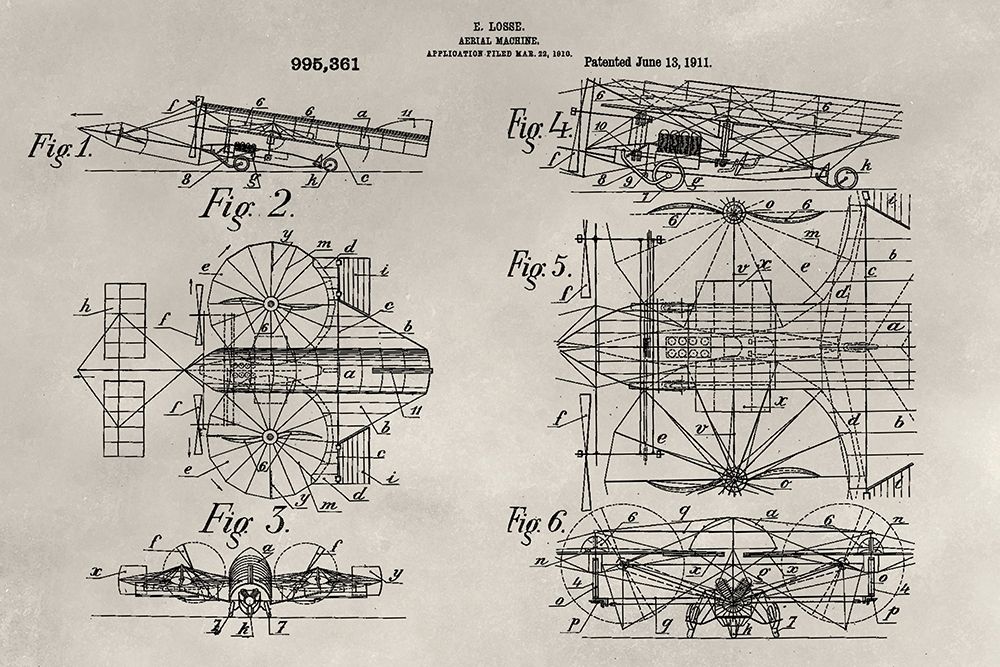 Wall art: Patent--Aerial Machine, by Ludwig, Alicia