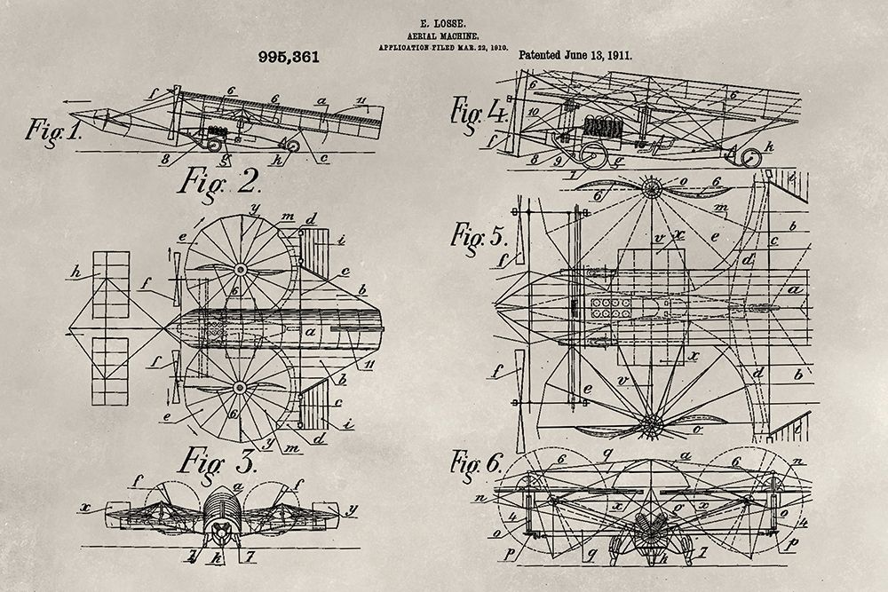 Wall Art Painting id:244820, Name: Patent--Aerial Machine, Artist: Ludwig, Alicia