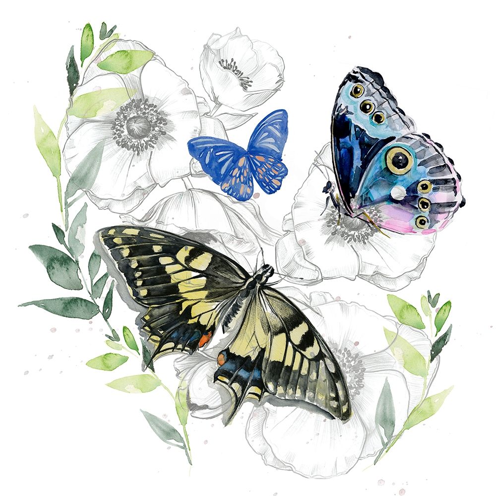Art Print: Butterfly Floral I