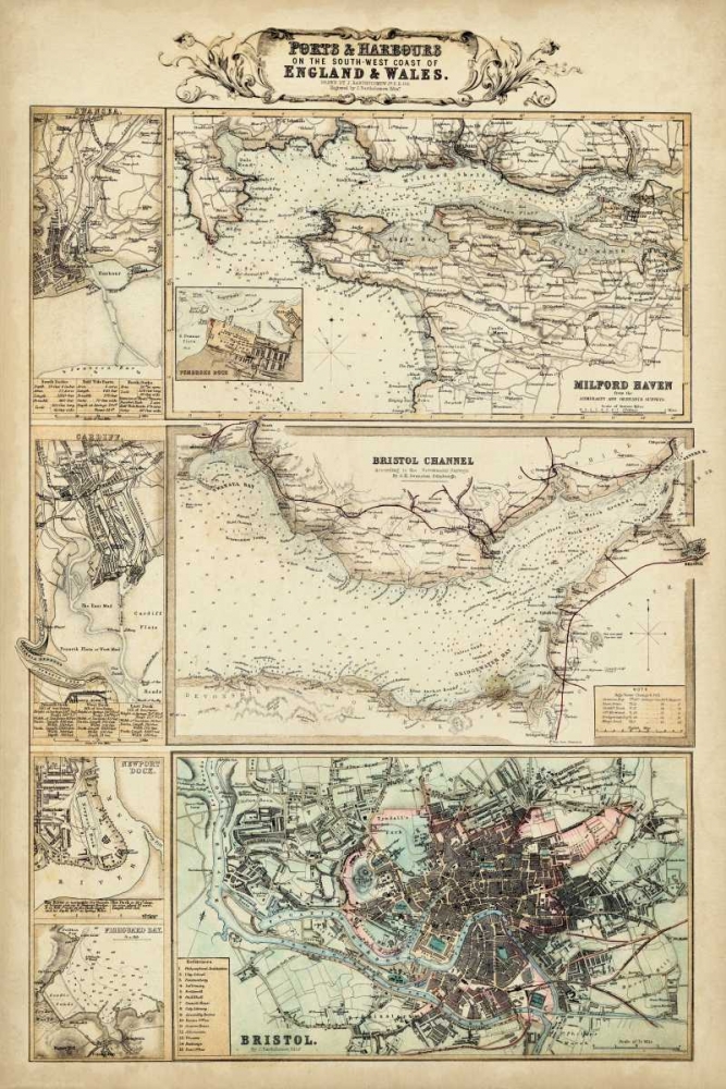 Wall Art Painting id:76521, Name: Map of the Coast of England II, Artist: Unknown