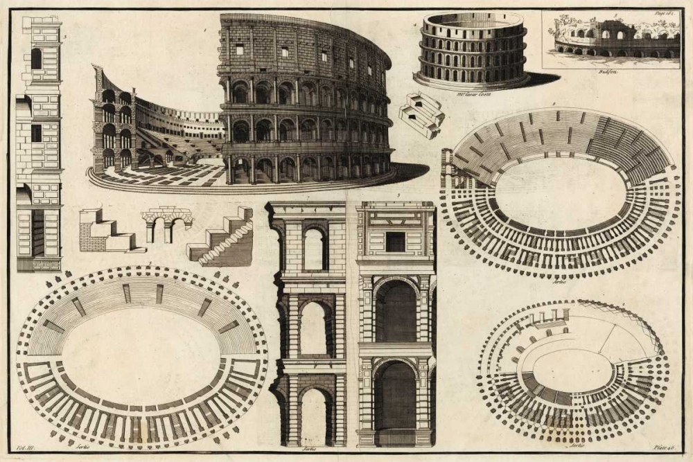 Wall Art Painting id:76925, Name: Diagram of the Colosseum, Artist: Unknown