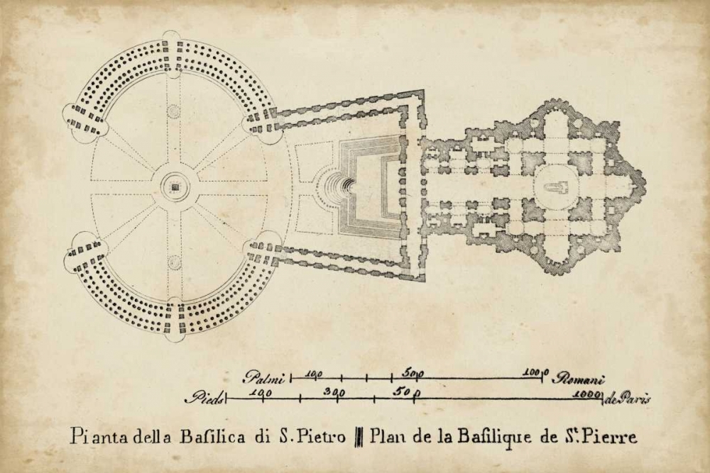 Wall Art Painting id:84026, Name: Plan for St. Peters Basilica, Artist: Unknown