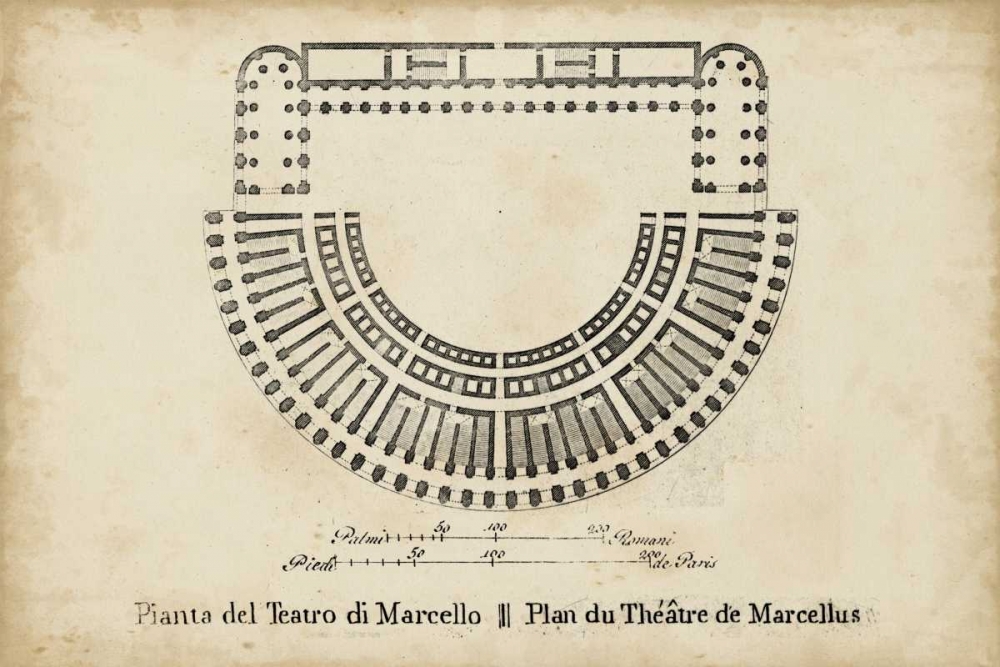 Wall Art Painting id:84030, Name: Plan for the Theatre of Marcellus, Artist: Unknown