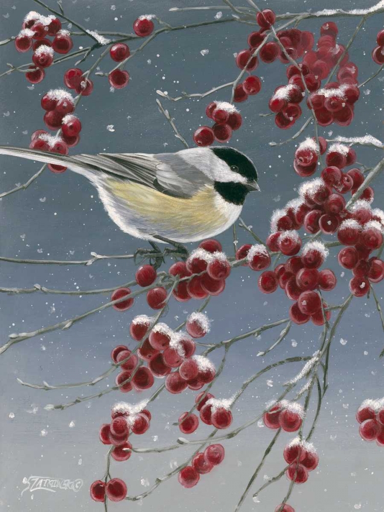 Art Print: Winter Chickadees I