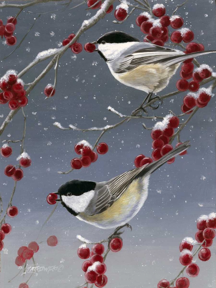 Art Print: Winter Chickadees II