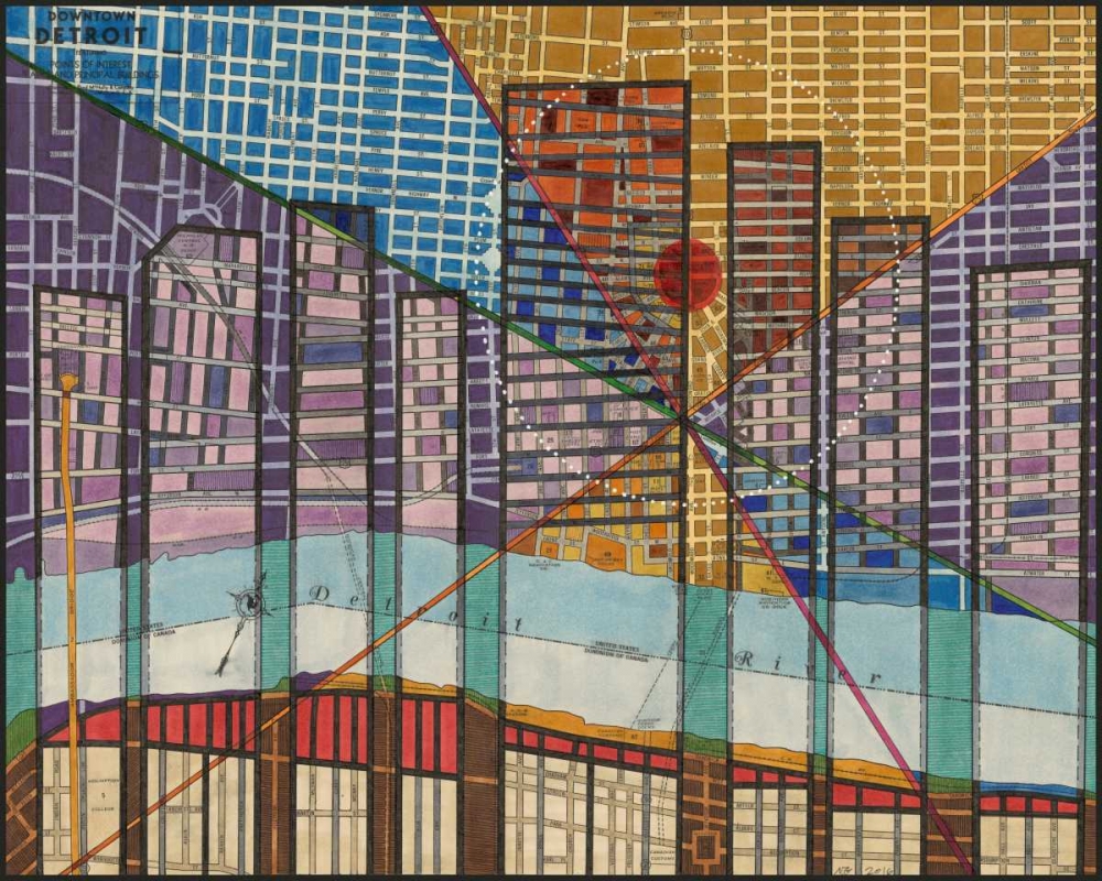 Wall art: Modern Map of Detroit, by Galapon, Nikki