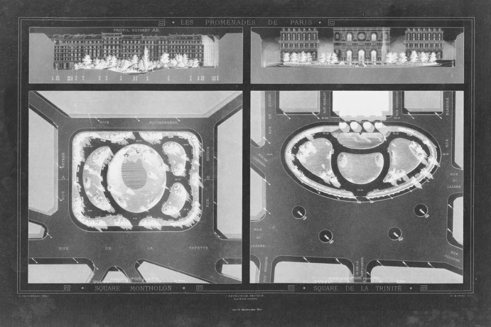 Art Print: French Garden Blueprint V