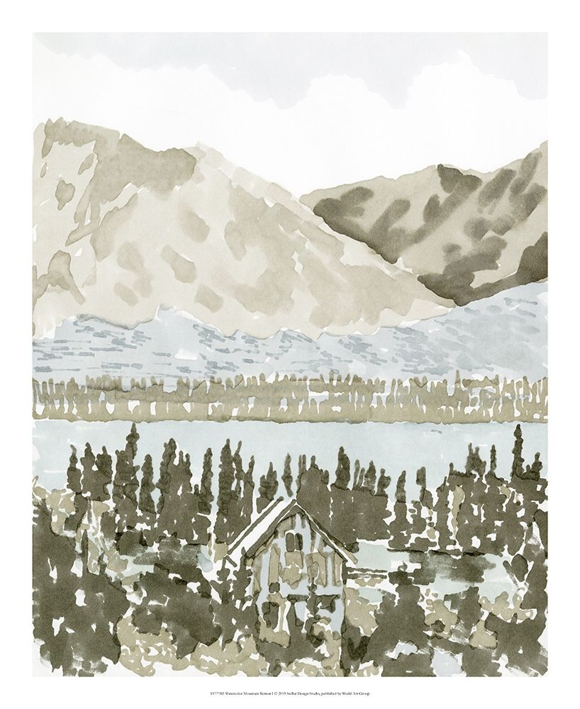 Wall Art Painting id:270590, Name: Watercolor Mountain Retreat I, Artist: Stellar Design Studio