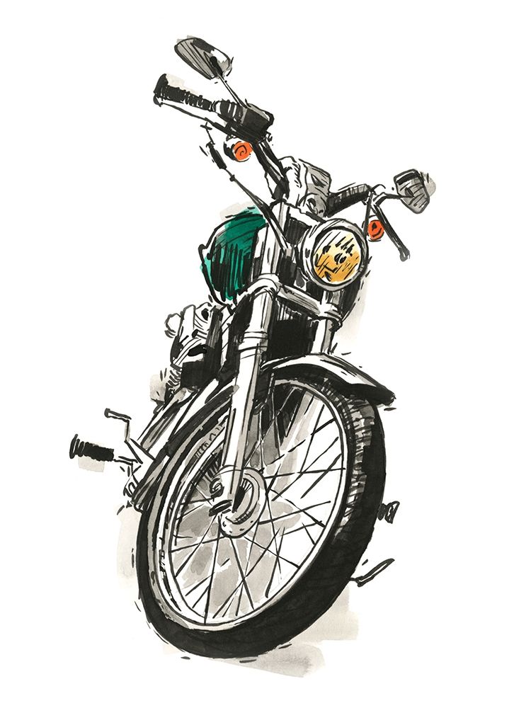 Wall Art Painting id:313134, Name: Motorcycles in Ink I, Artist: Warren, Annie