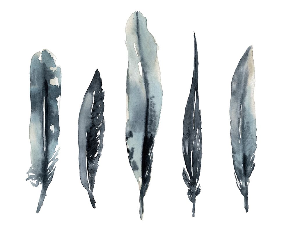 Wall art: Indigo Feathers I, by Goldberger, Jennifer