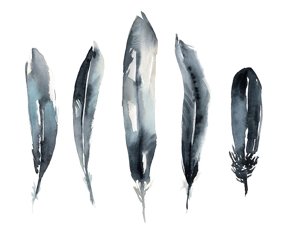Wall Art Painting id:329100, Name: Indigo Feathers II, Artist: Goldberger, Jennifer