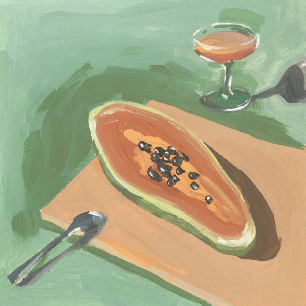 Wall Art Painting id:327833, Name: Still Life with Papaya I, Artist: Wang, Melissa