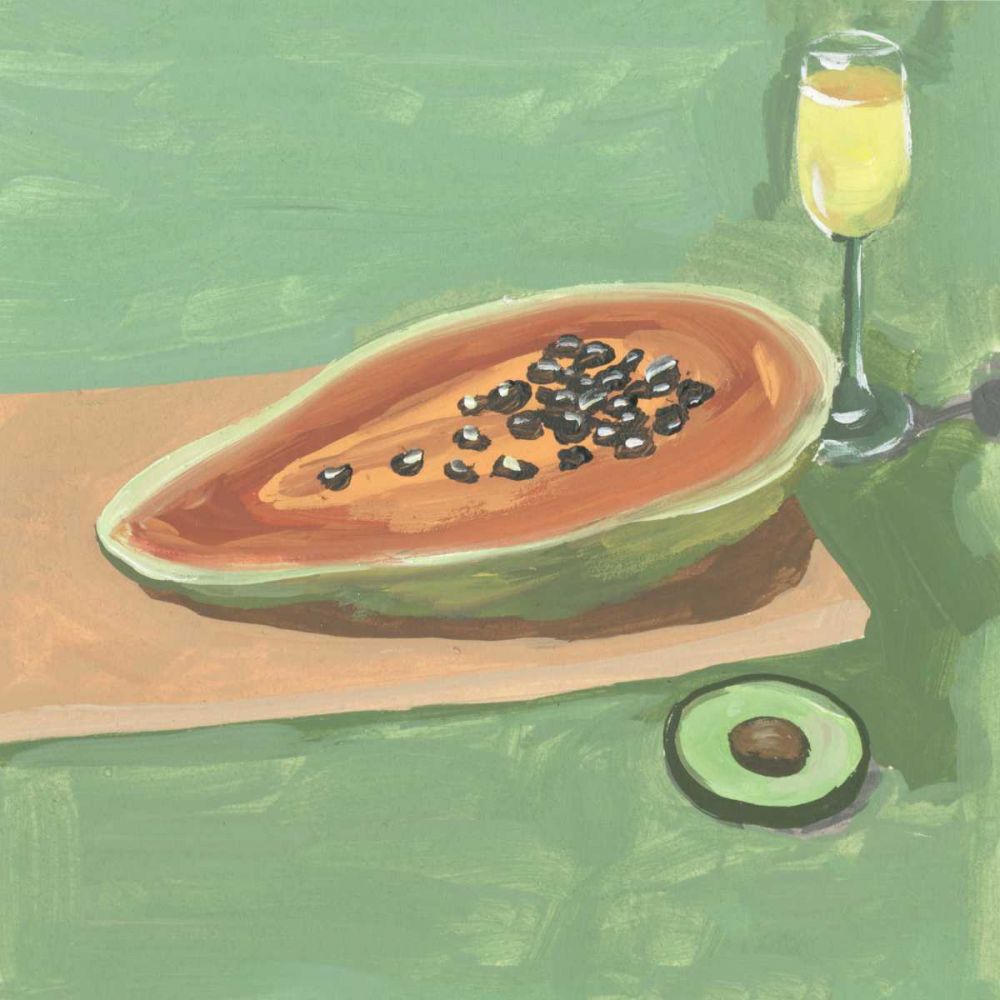 Wall Art Painting id:327834, Name: Still Life with Papaya II, Artist: Wang, Melissa