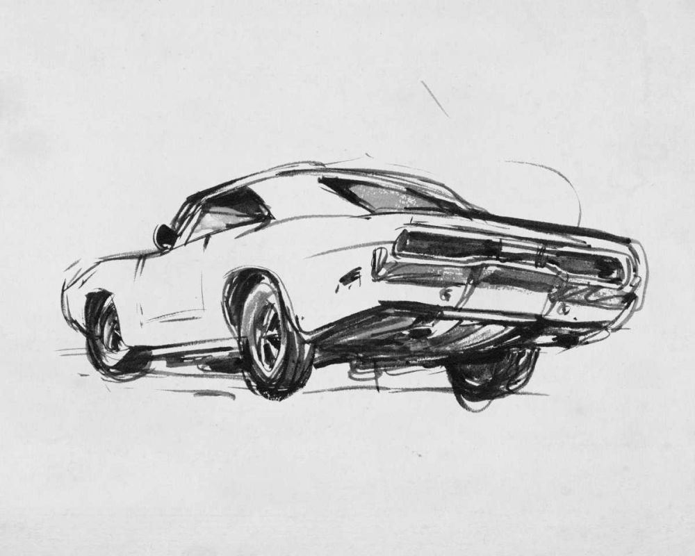 Wall Art Painting id:328345, Name: Classic Car Sketch I, Artist: Warren, Annie