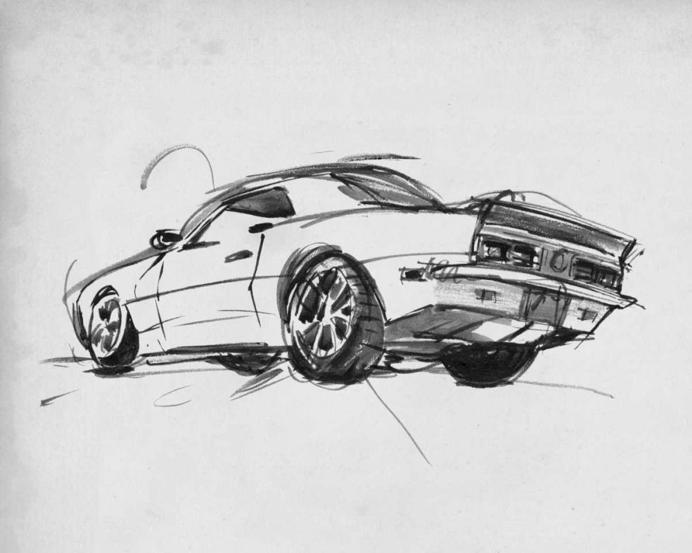 Wall Art Painting id:328346, Name: Classic Car Sketch II, Artist: Warren, Annie