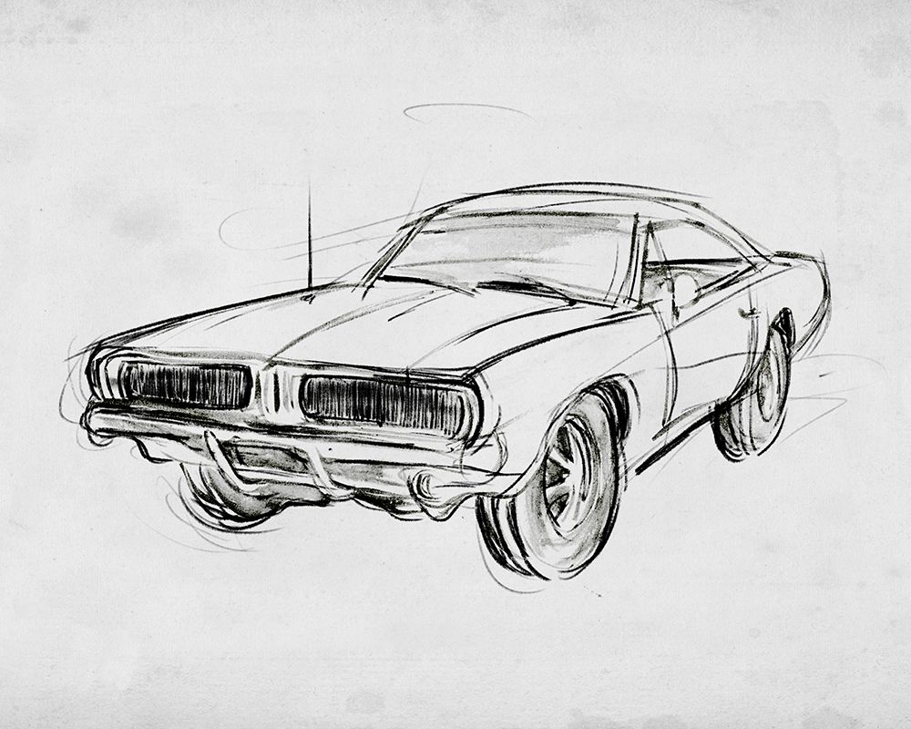 Wall art: Classic Car Sketch IV, by Warren, Annie