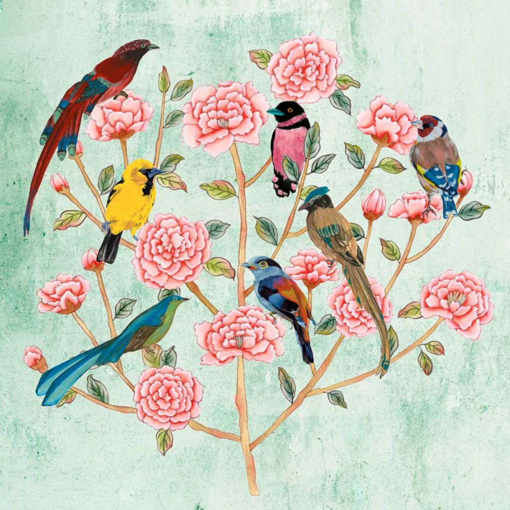 Wall Art Painting id:328635, Name: Minty Chinoiserie I, Artist: Wang, Melissa