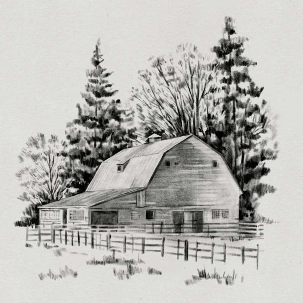 Wall art: Distant Barn Sketch I, by Caroline, Emma