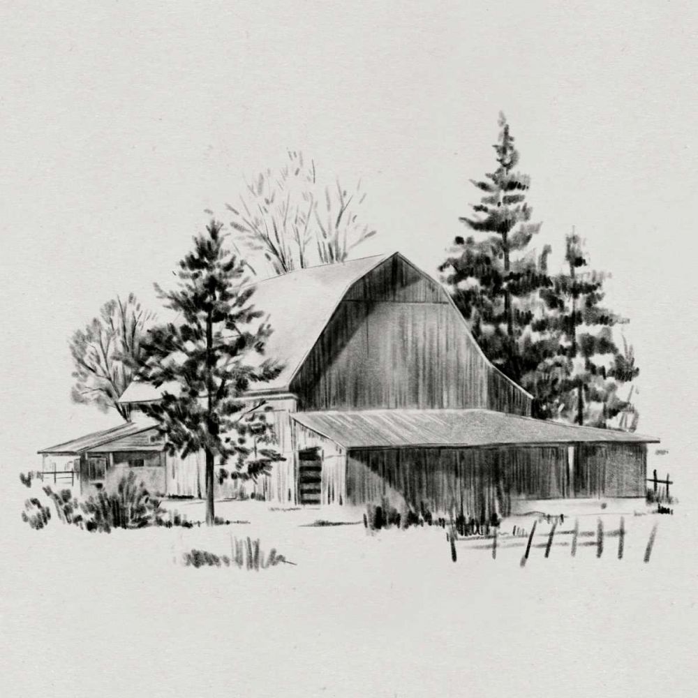 Wall art: Distant Barn Sketch II, by Caroline, Emma