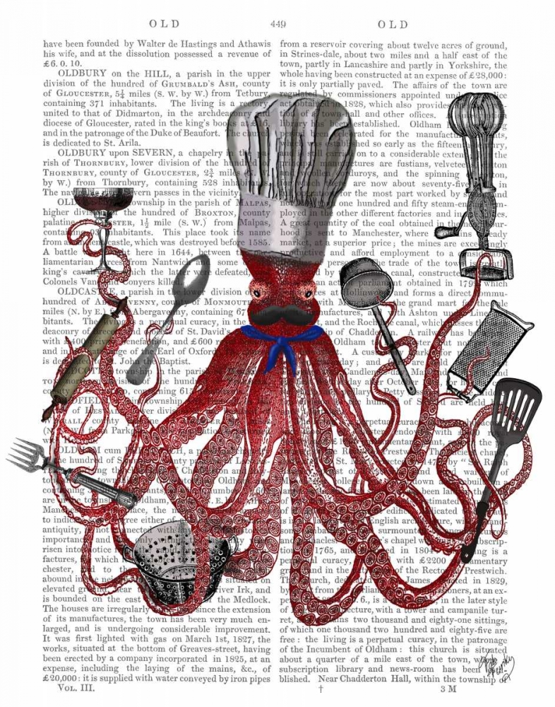 Art Print: Octopus Fabulous French Chef