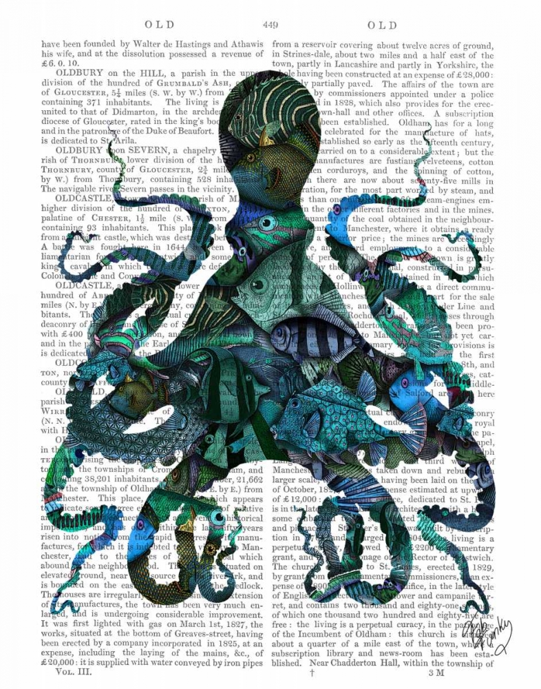 Art Print: Fishy Blue Octopus