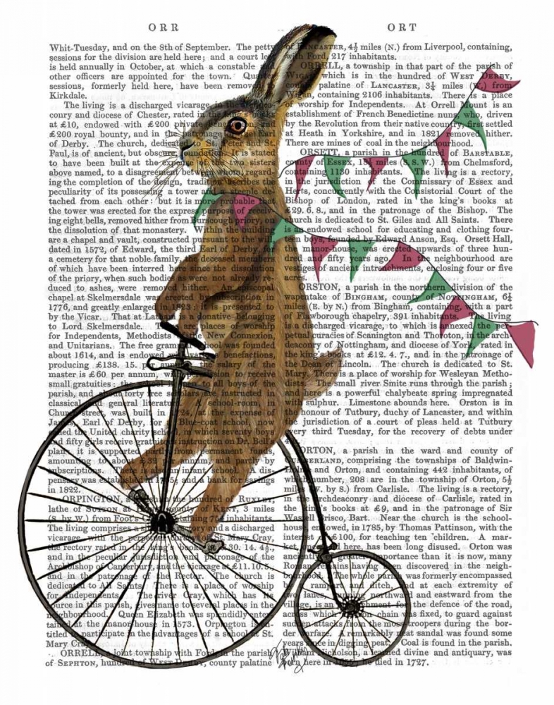 Art Print: Rabbit On Penny Farthing