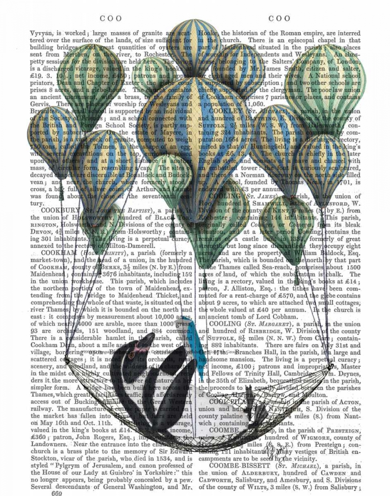 Wall Art Painting id:67312, Name: Penguin in Hammock Balloon, Artist: Fab Funky