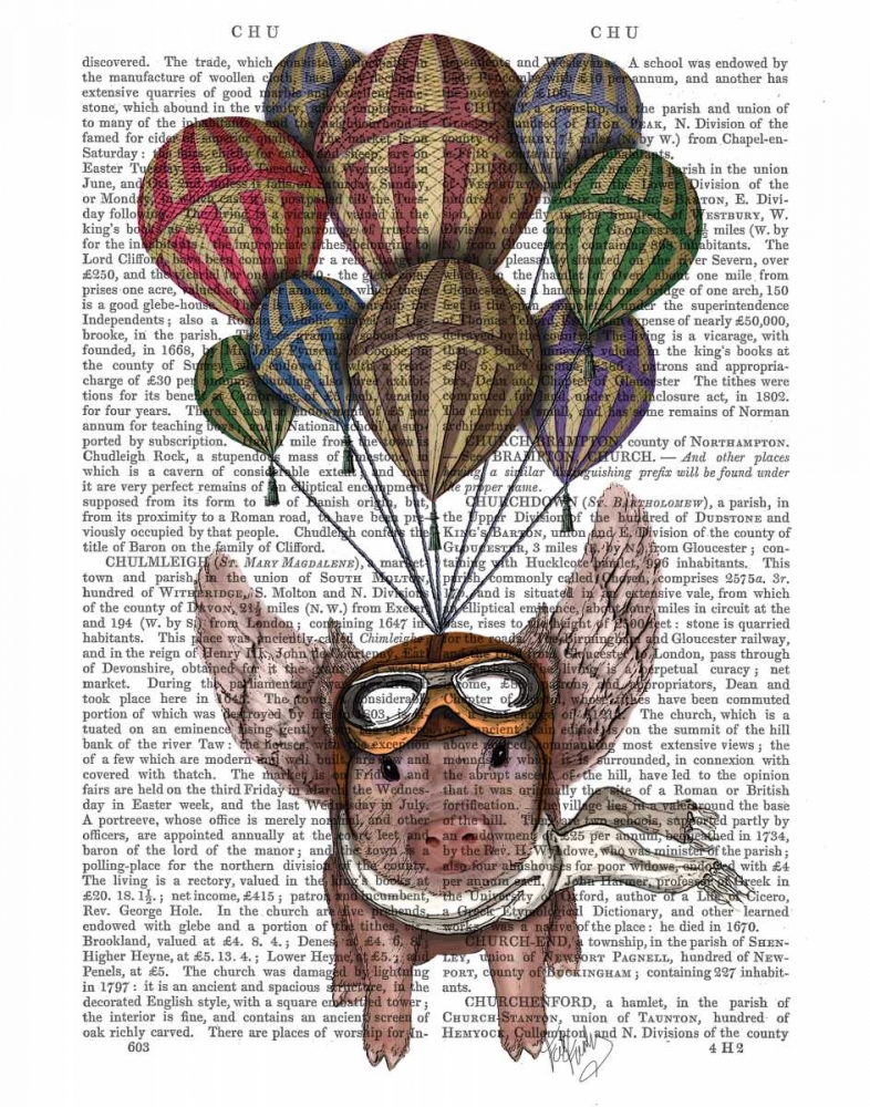 Wall Art Painting id:67313, Name: Pig And Balloons, Artist: Fab Funky