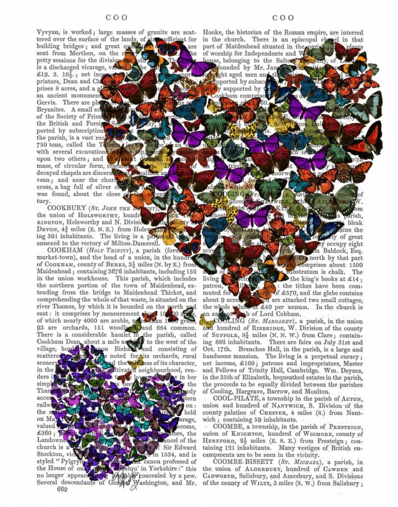 Art Print: Two Butterfly Hearts