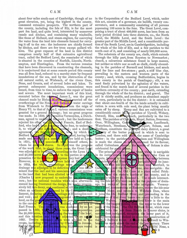 Art Print: Beach Huts 1 Illustration