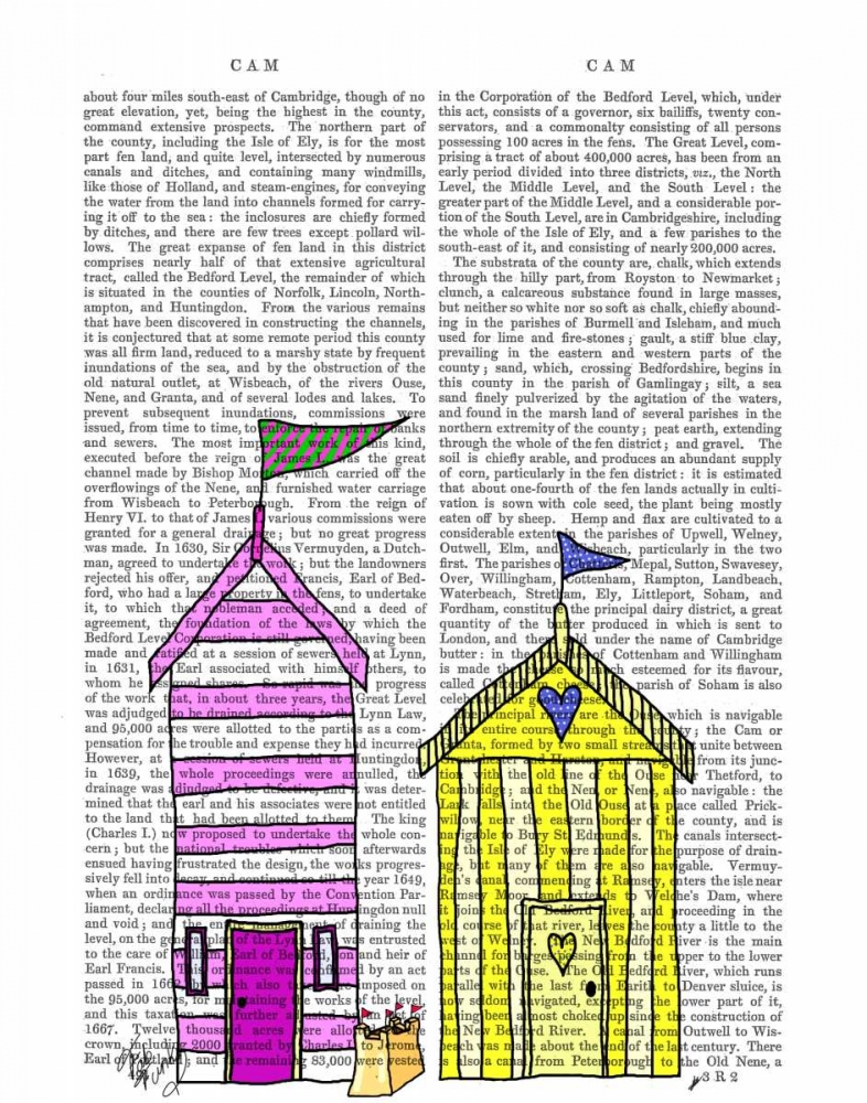 Art Print: Beach Huts 3 Illustration