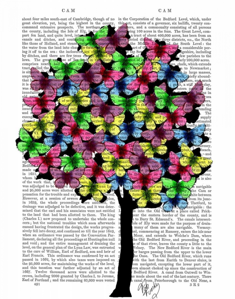 Wall Art Painting id:67398, Name: Butterfly Tree, Artist: Fab Funky