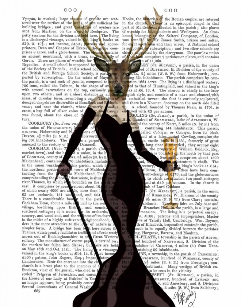 Art Print: Glamour Deer in Black