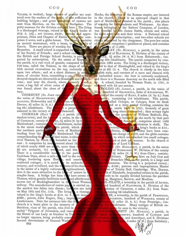 Wall art: Glamour Deer In Red, by Fab Funky
