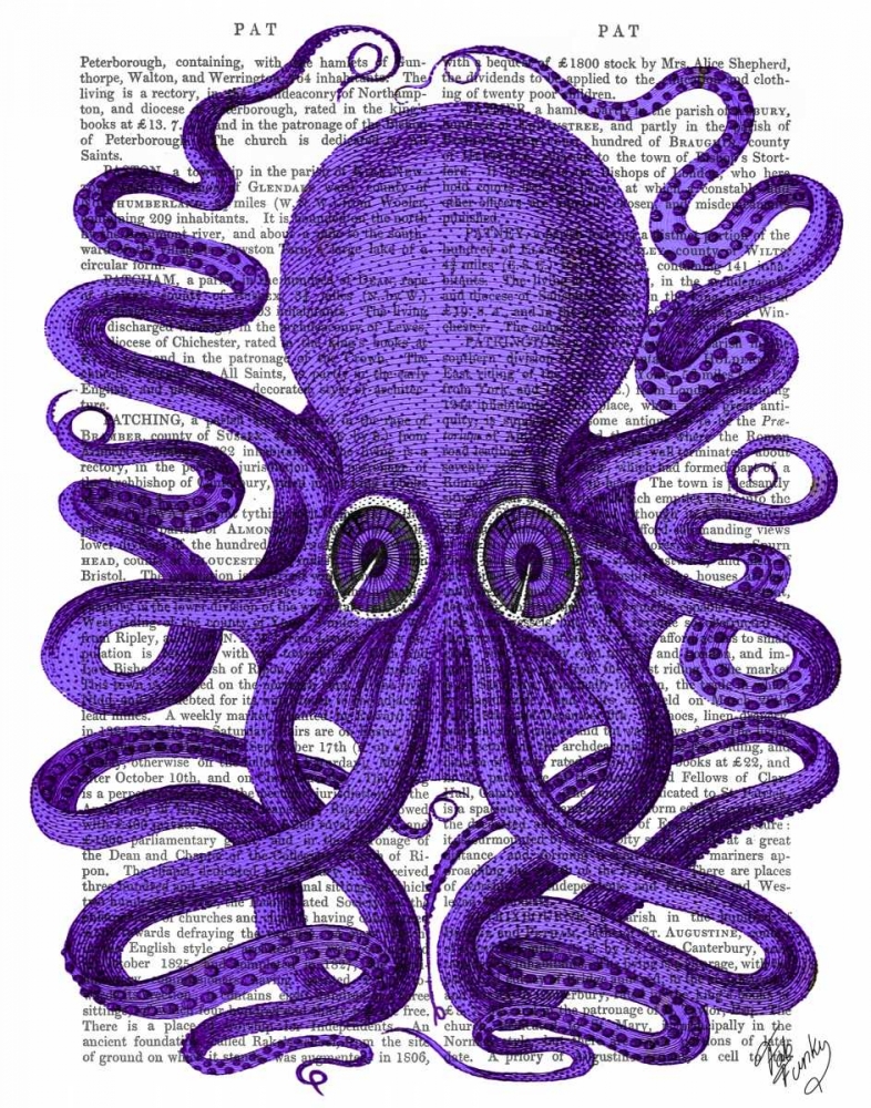 Wall Art Painting id:67680, Name: Purple Octopus, Artist: Fab Funky