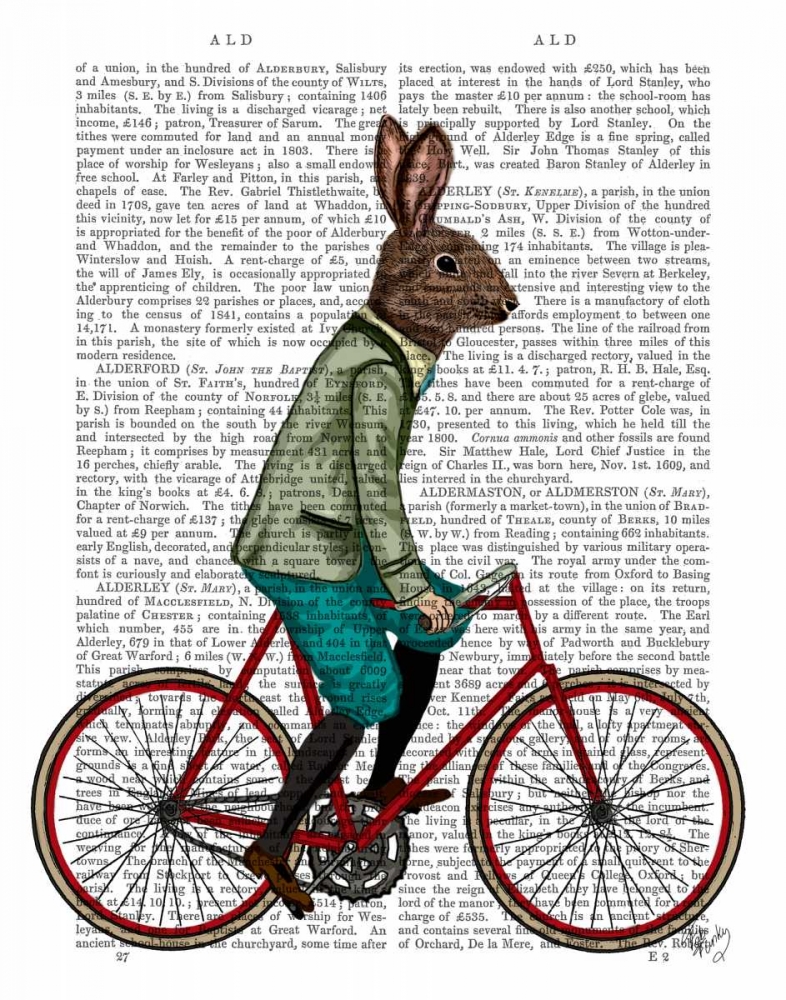 Wall Art Painting id:67723, Name: Rabbit On Bike, Artist: Fab Funky