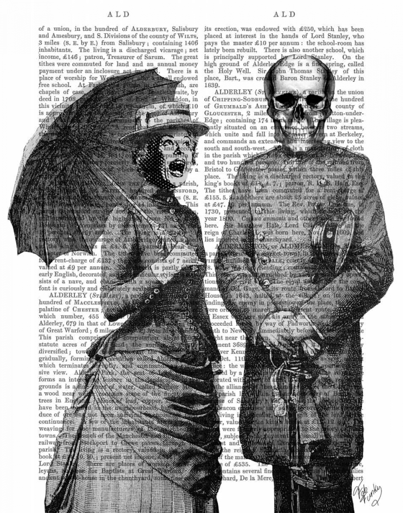 Wall Art Painting id:67742, Name: Screaming Woman and Skull, Artist: Fab Funky