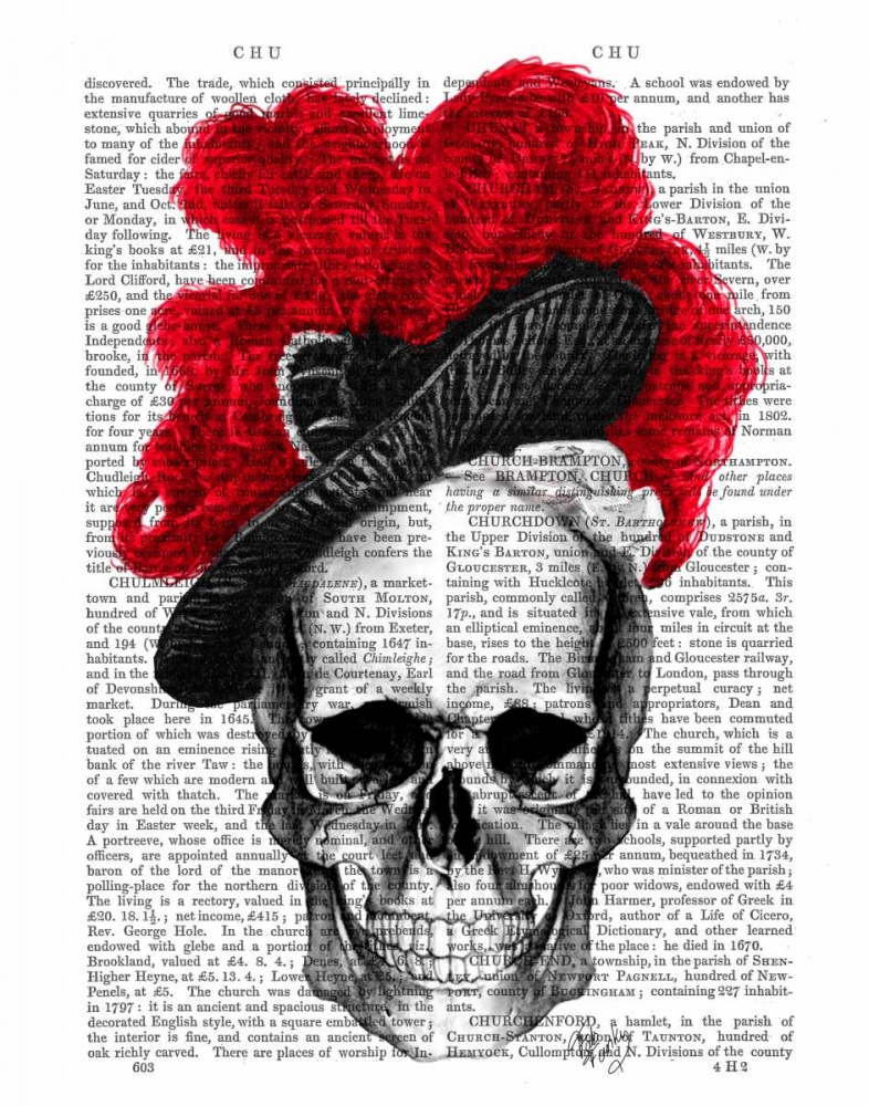 Wall art: Skull with Red Hat, by Fab Funky