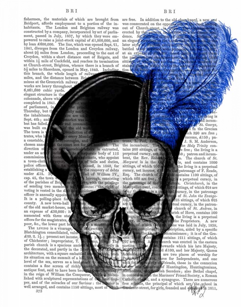 Wall Art Painting id:67744, Name: Skull with Blue Hat, Artist: Fab Funky