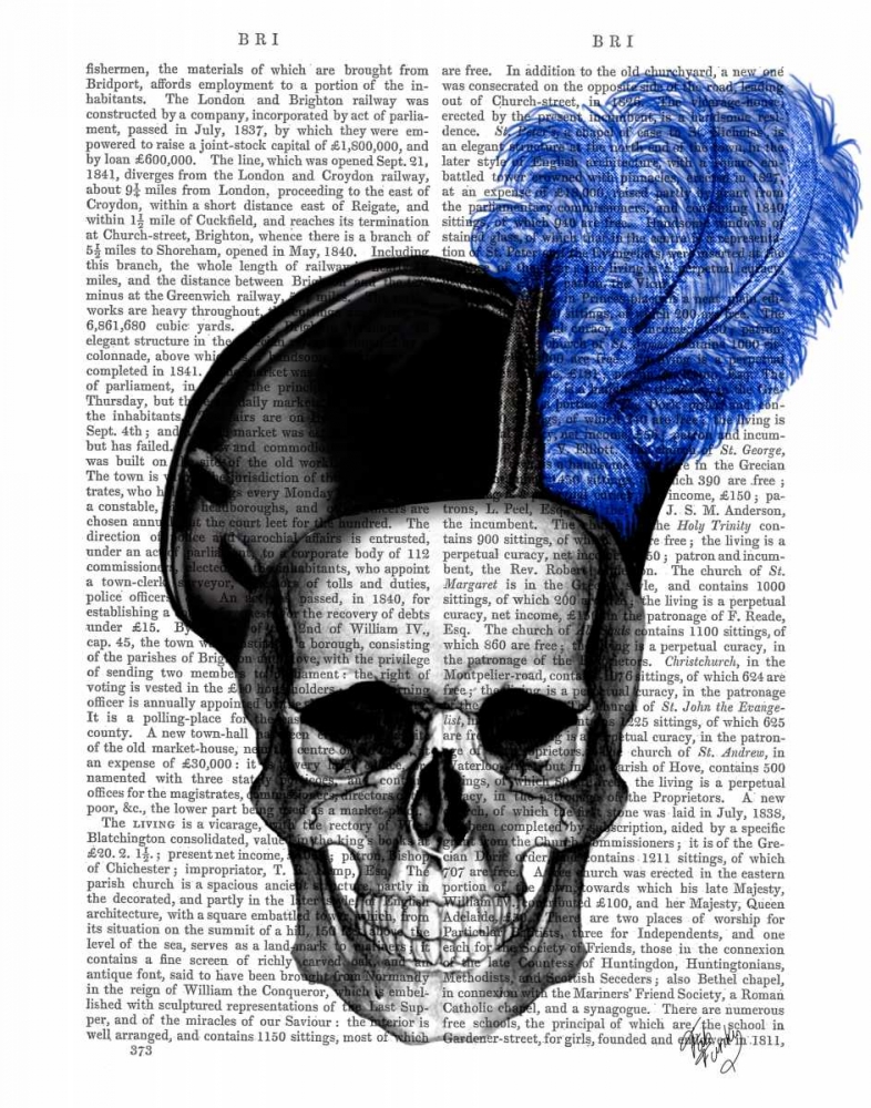 Wall art: Skull with Blue Hat, by Fab Funky