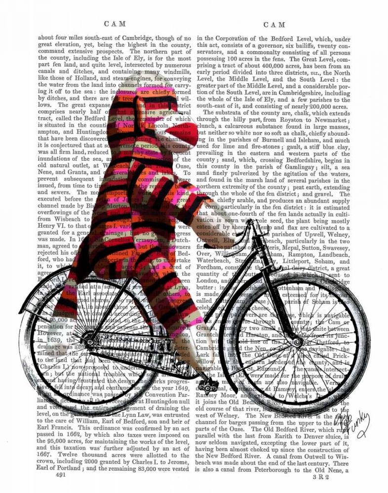 Art Print: Sock Monkey on Bicycle