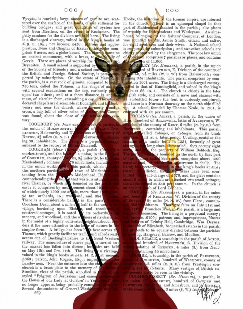 Wall Art Painting id:67776, Name: Glamour Deer in Marsala, Artist: Fab Funky
