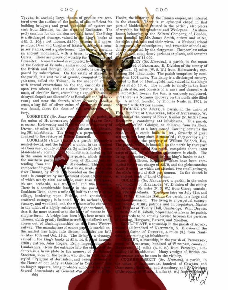 Wall Art Painting id:67776, Name: Glamour Deer in Marsala, Artist: Fab Funky