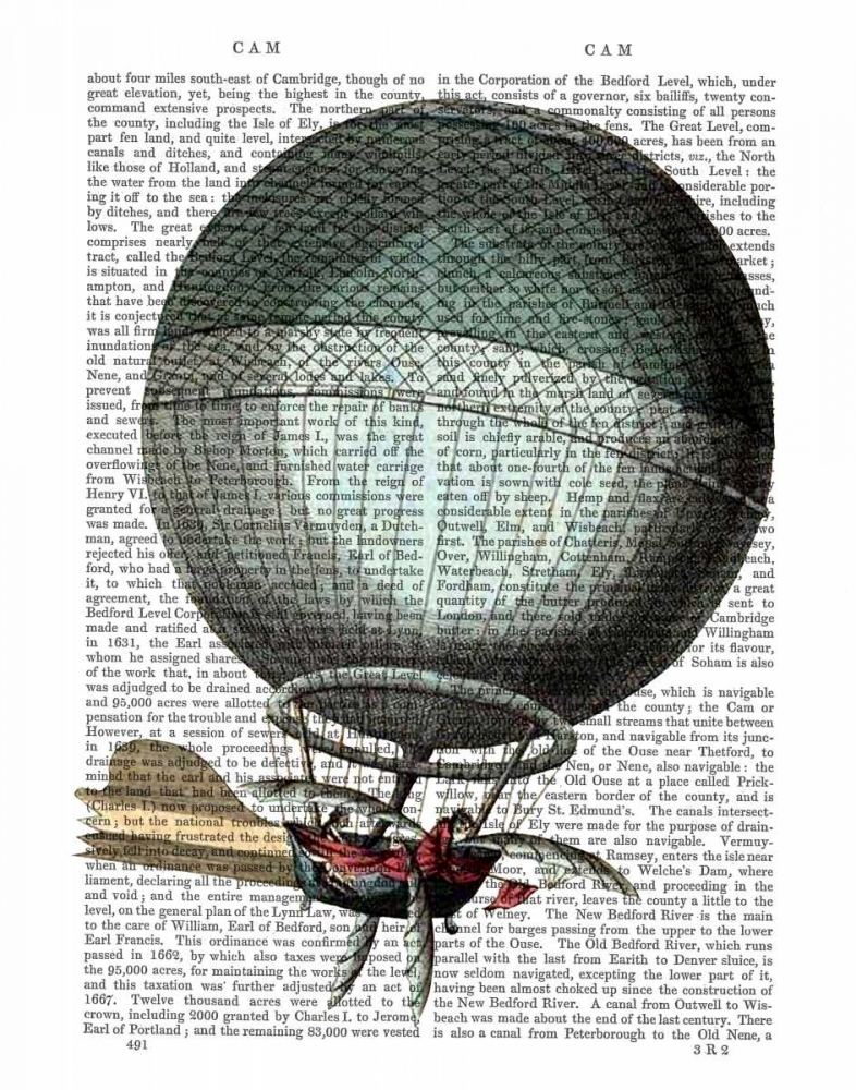 Wall art: Blanchard Vintage Hot Air Balloon, by Fab Funky