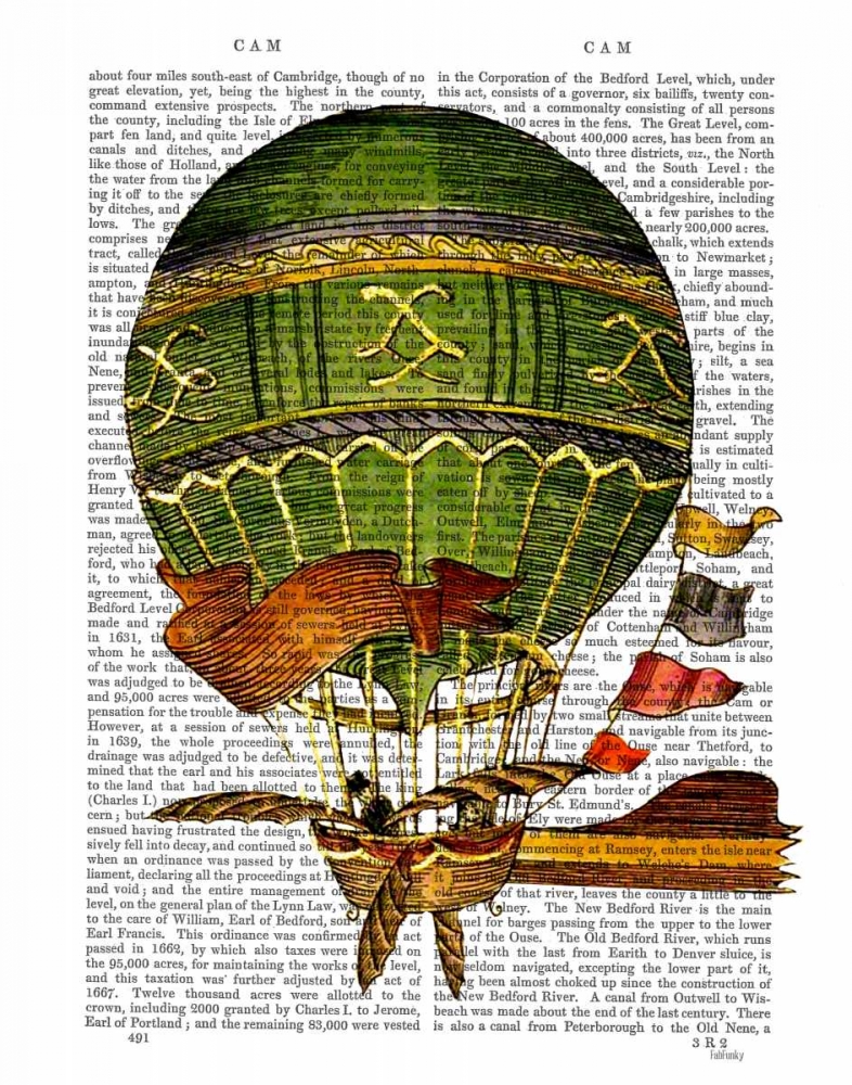 Wall art: Hot Air Balloon Green, by Fab Funky