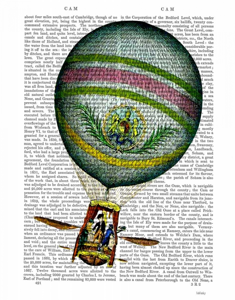 Wall art: Light Blue Hot Air Balloon, by Fab Funky