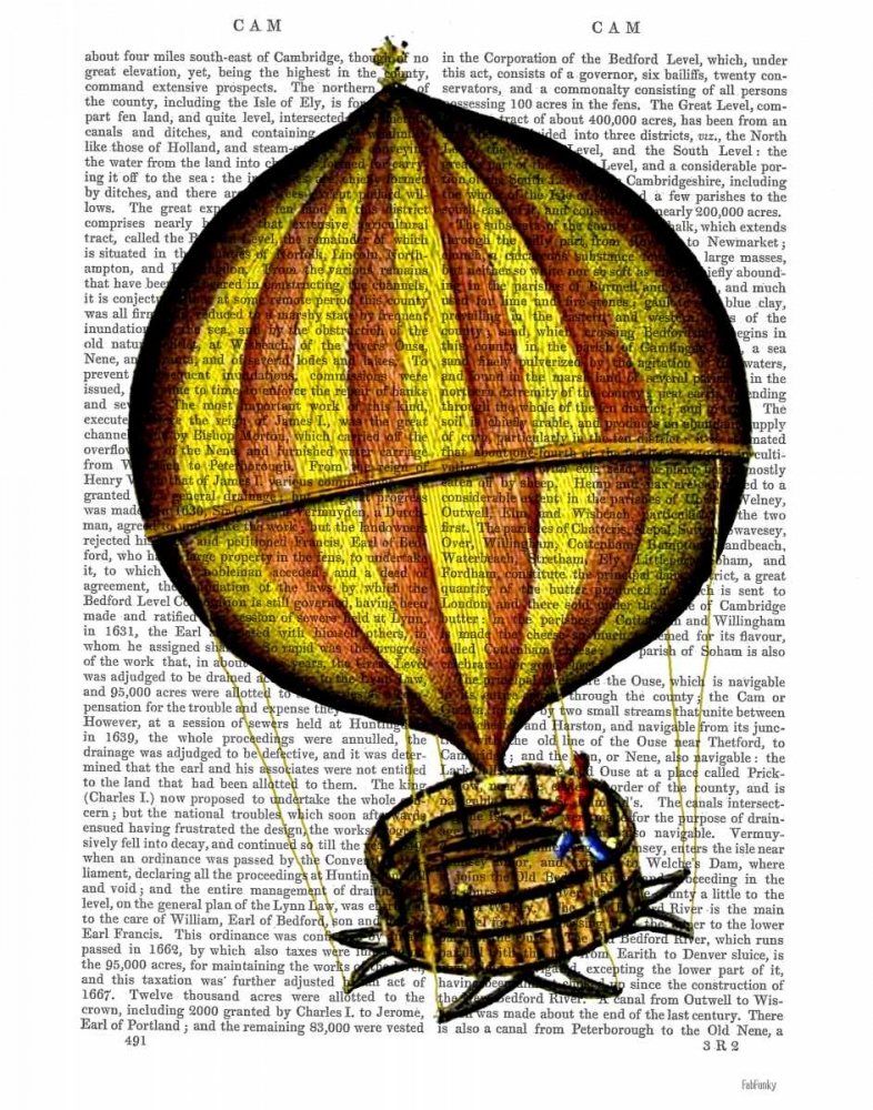Wall art: Hot Air Balloon Yellow and Red, by Fab Funky