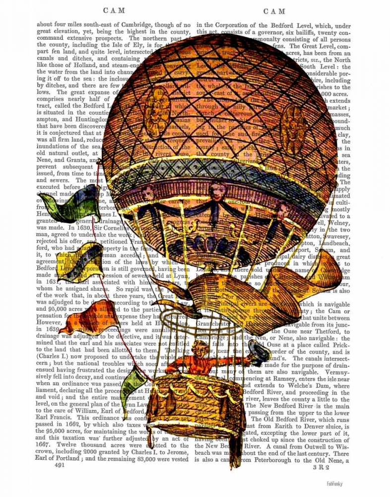 Wall art: Hot Air Balloon with Flags, by Fab Funky