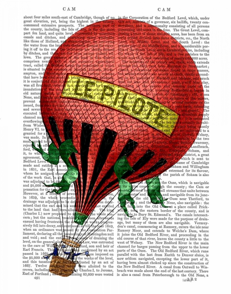 Wall art: Le Pilote Hot Air Balloon, by Fab Funky