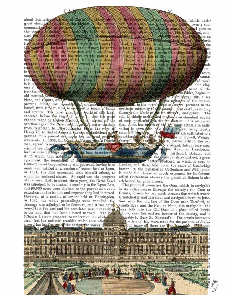 Wall art: Jardin De Tuileries Hot Air Balloon, by Fab Funky